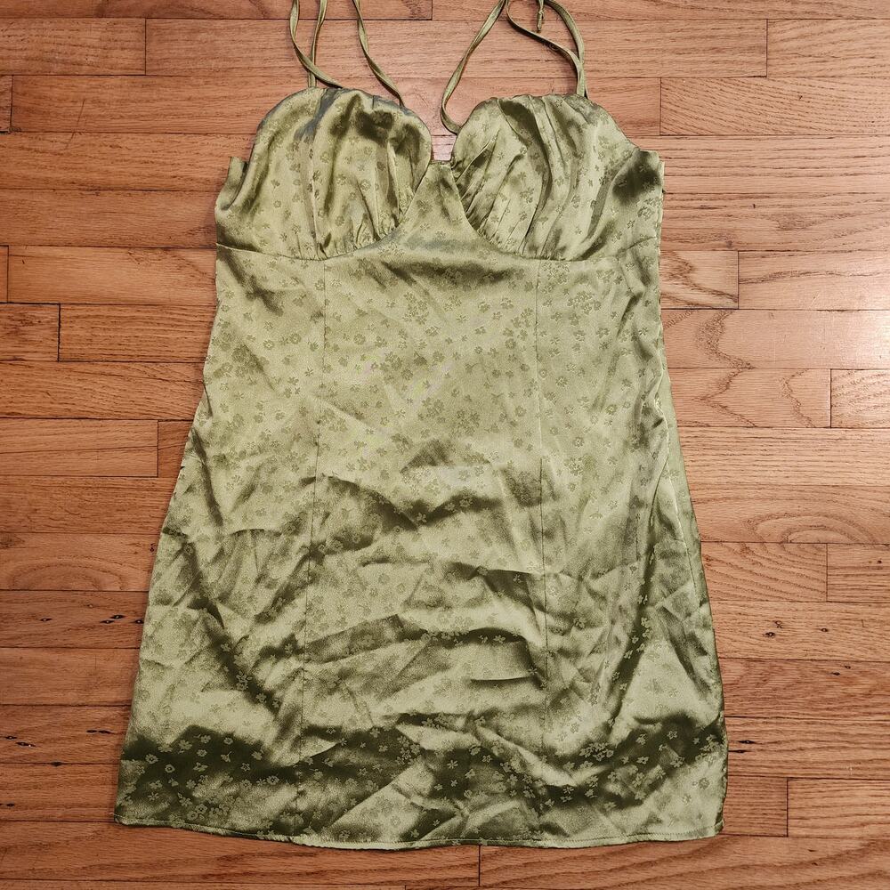 LA Hearts Pacsun Bustier Satin Mini Dress Green